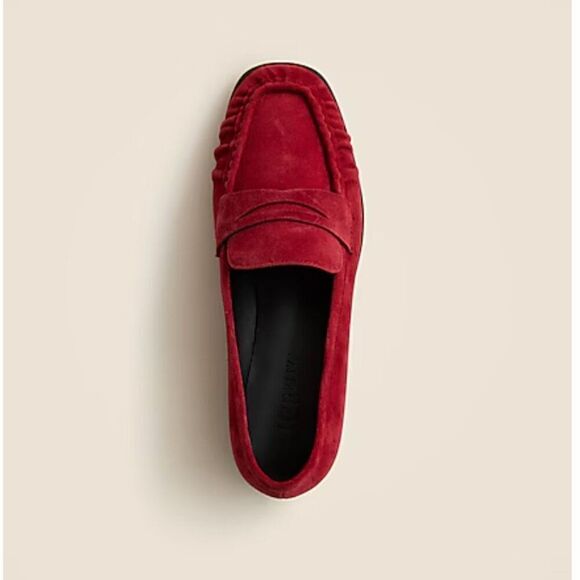 J. Crew ce823 Red Maison ruched loafers suede mismatched sizes 10.5./11 NWT - Picture 4 of 14